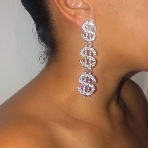 ⚜️[𝗡𝗪𝗧]⚜️$$$ Long Crystal Silver Earrings NEW - Picture 4 of 9